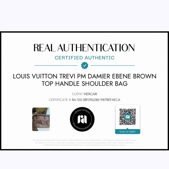 Louis Vuitton Trevi PM Damier Ebene Brown Top Handle Shoulder Bag Authentic COA - Picture 3 of 16
